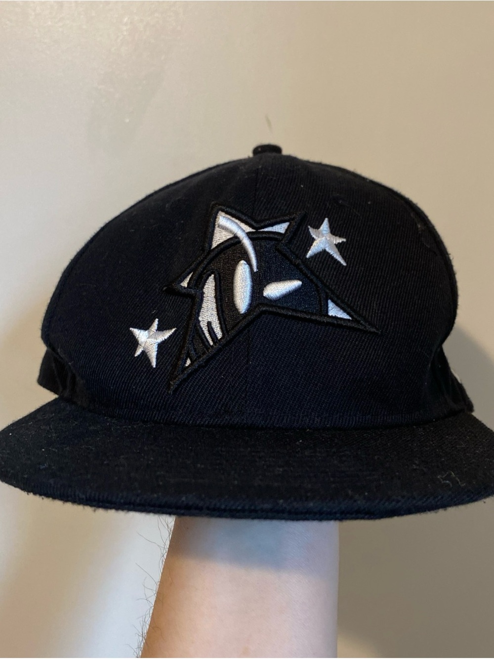 New Era YUMS Smiley Black Snapback Cap with Black White Logo Patch